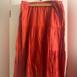 BANANA REPUBLIC red cotton maxi skirt